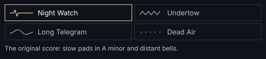 The music track picker in Settings with four tracks.
